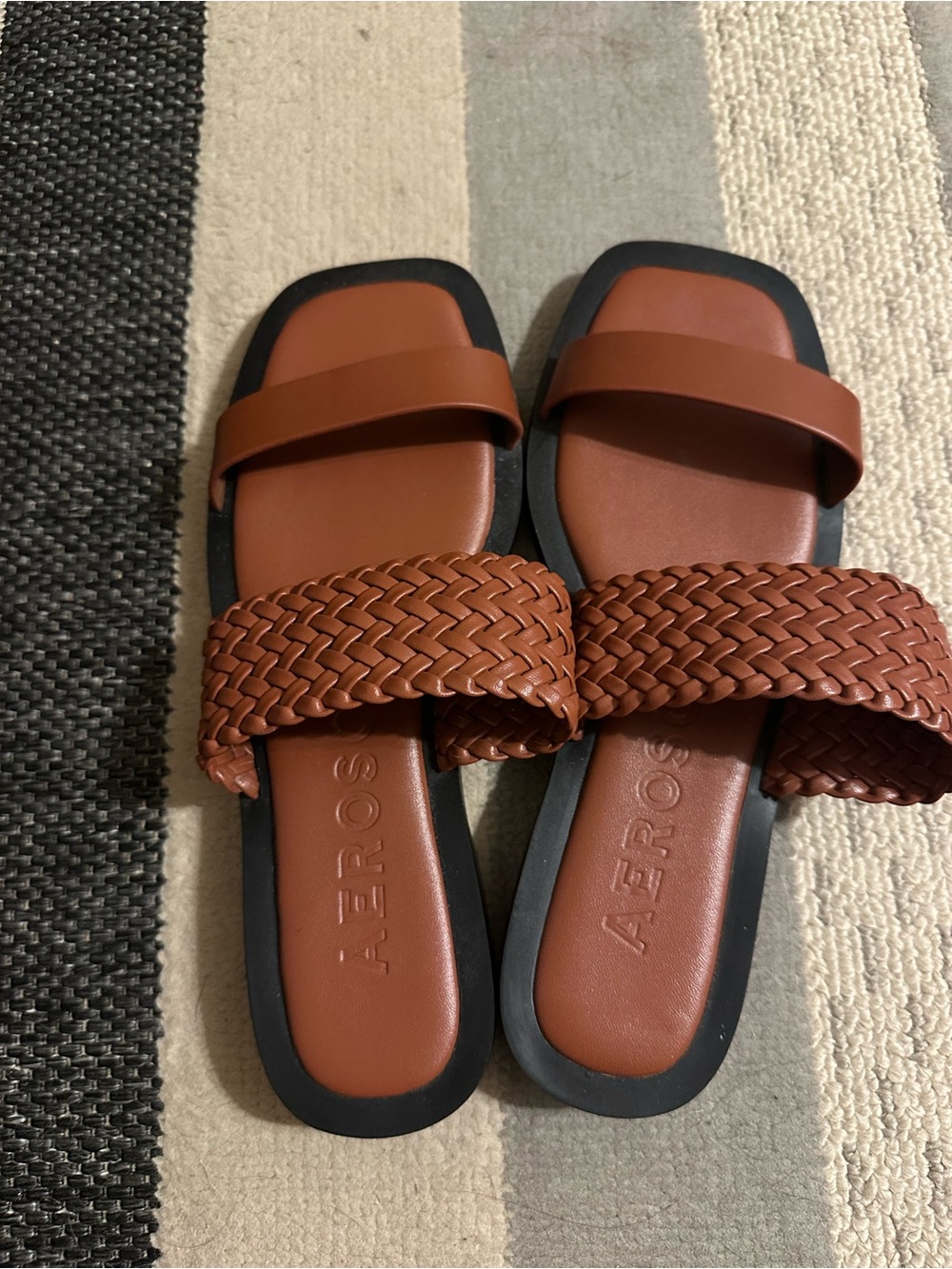 AEROSOLES Women's Braided Two-Band Sandals in Brown